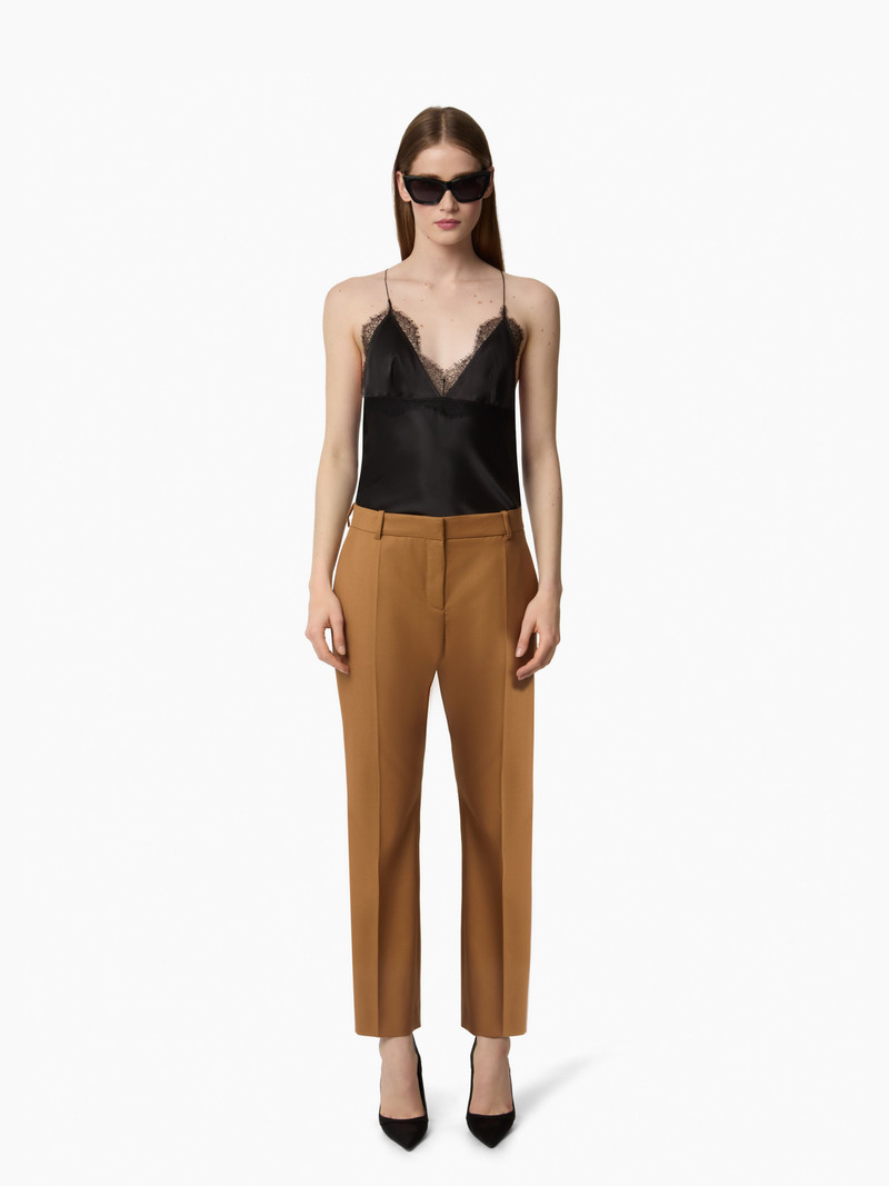 Brown Straight Wool Pants 1