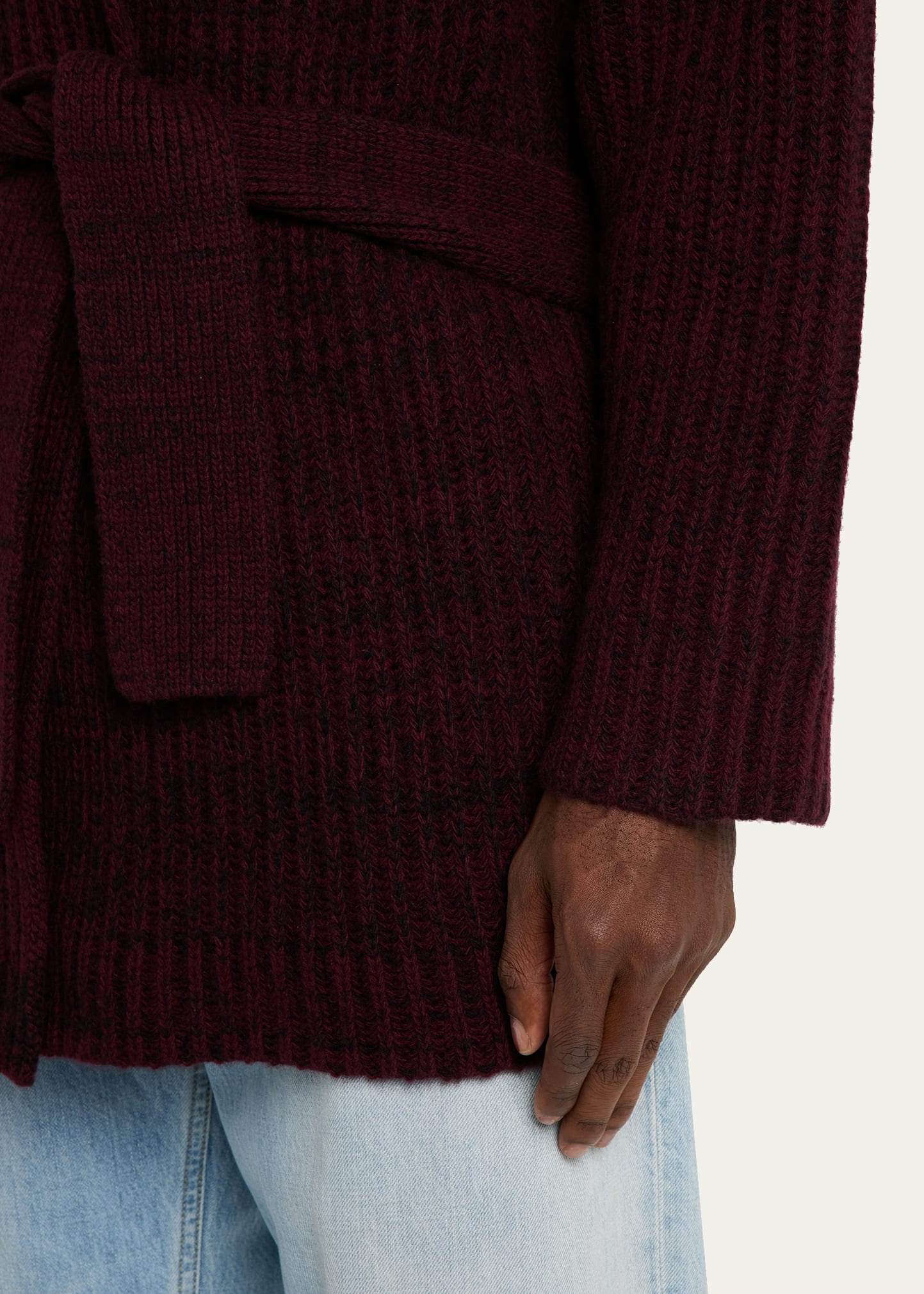 Men's Marled Merino Wool Belted Cardigan - 5