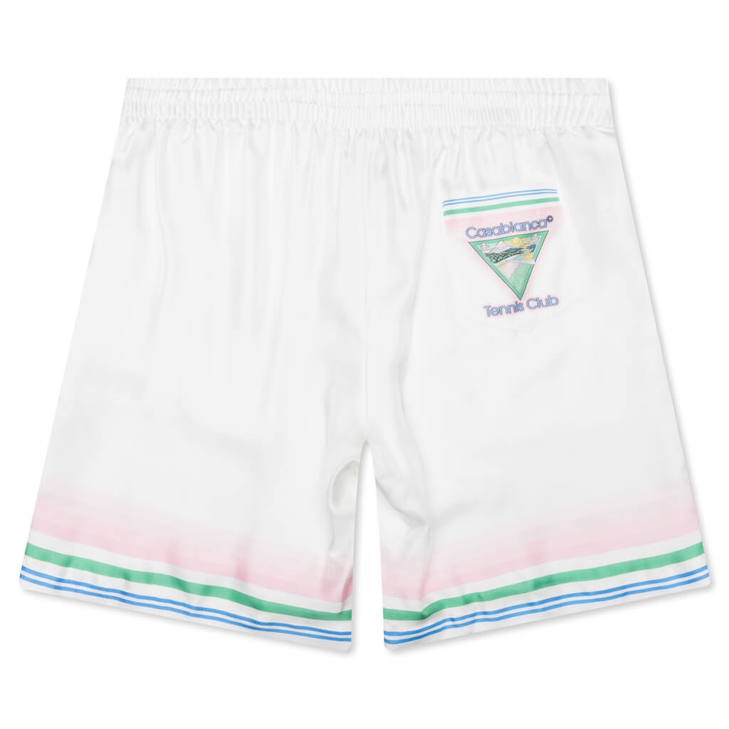 CASABLANCA TENNIS CLUB ICON SILK SHORTS W/ DRAWSTRINGS - MULTI - 2