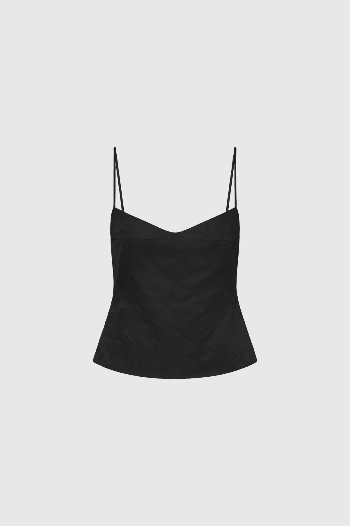 Silk Wool Jacquard Cami - Black - 1