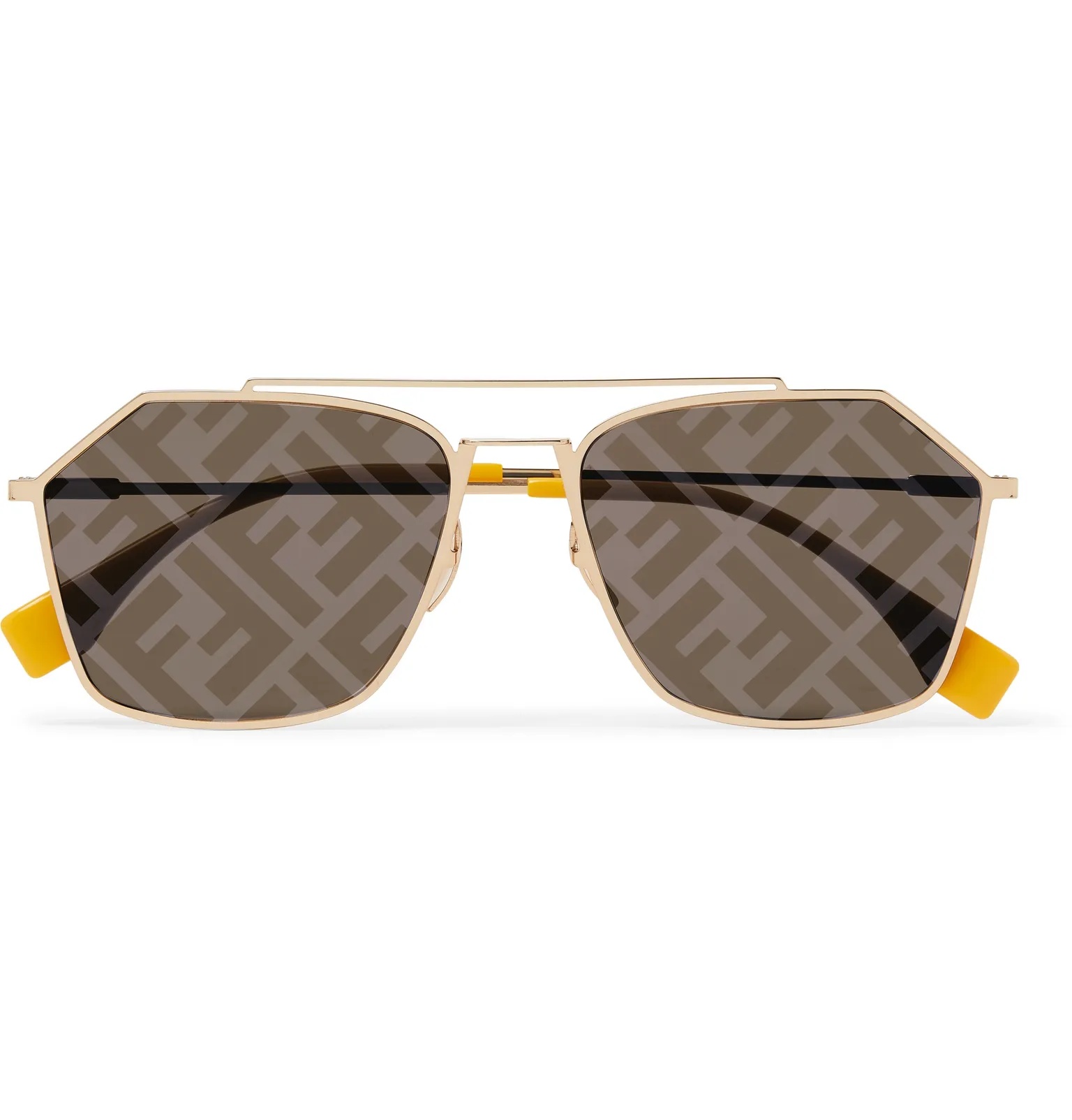 Aviator-Style Logo-Print Gold-Tone and Acetate Sunglasses - 1