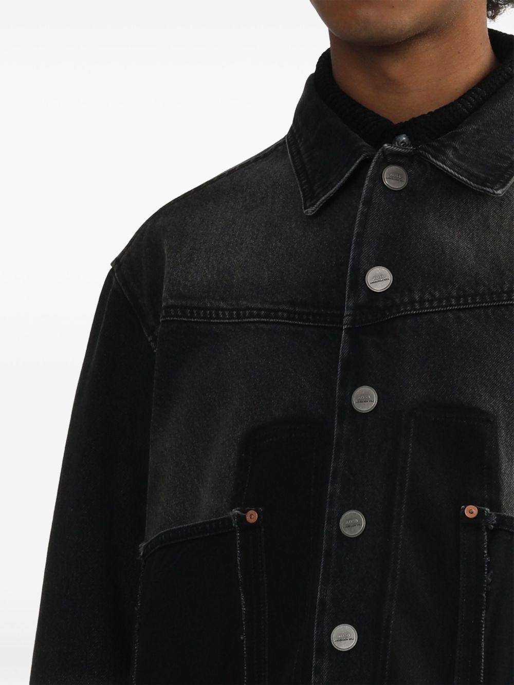 unfinished-effect denim jacket - 5