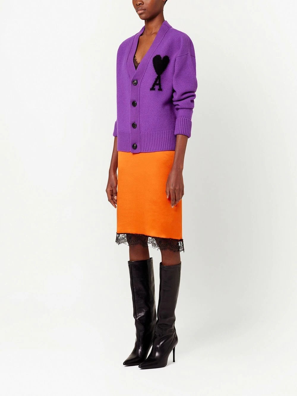 logo-intarsia wool cardigan - 2