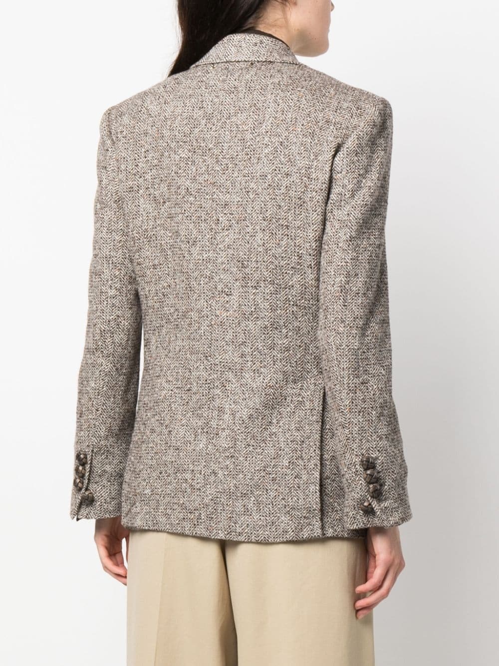 double-breasted herringbone-pattern jacket - 4
