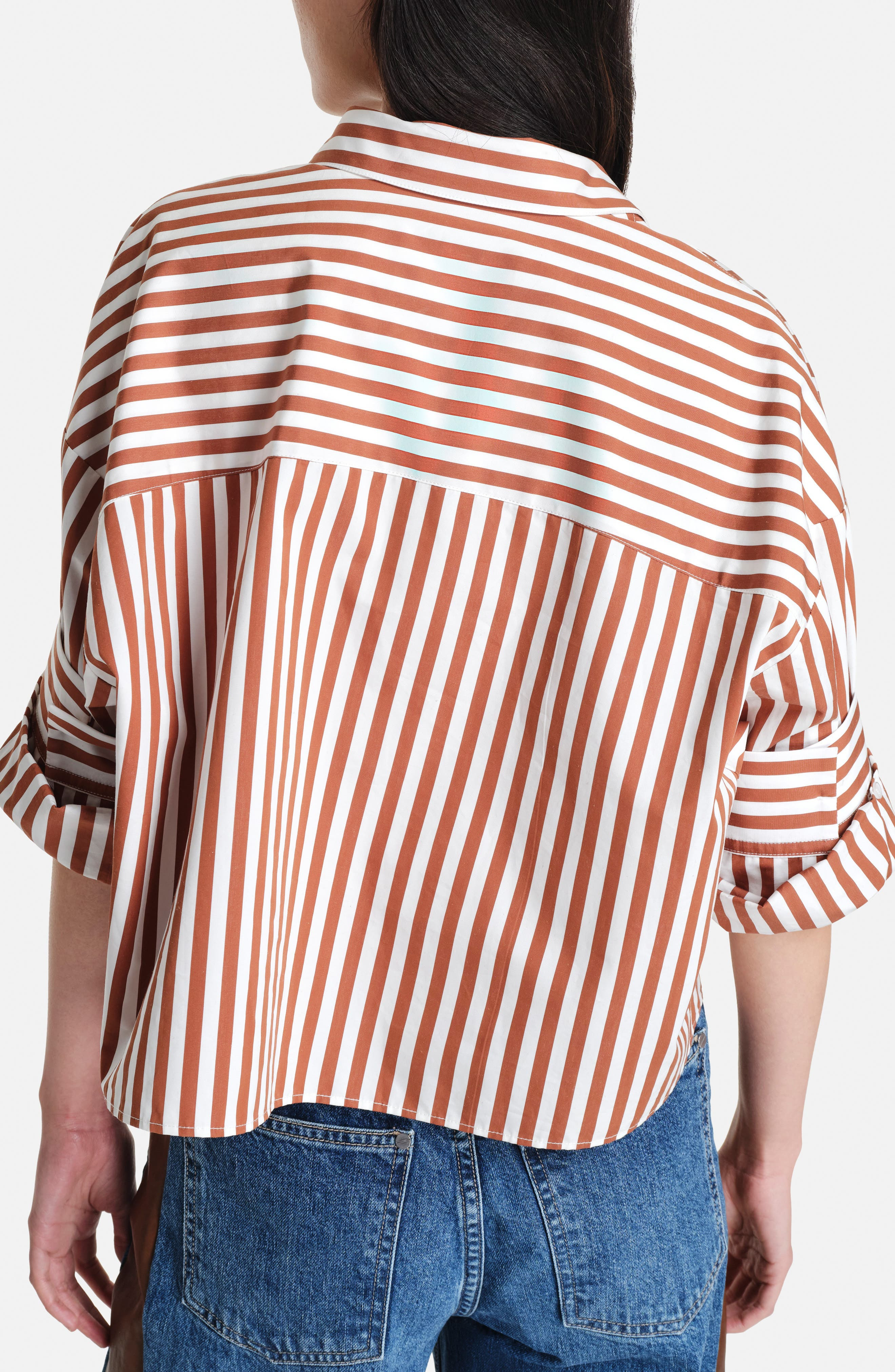 TWP Stripe Cotton Button-Up Shirt in Ivory/Cognac at Nordstrom - 2