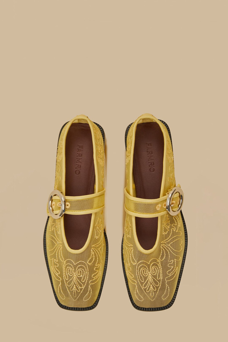Banana Yellow Square Toe Ballerina 3