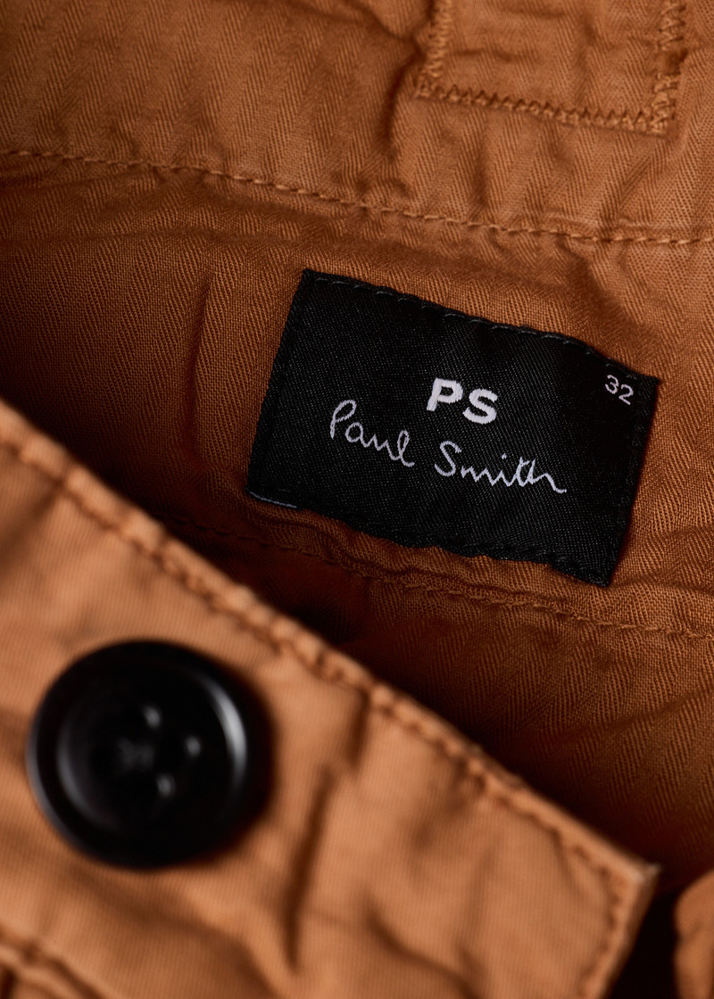 Orange Cotton-Linen Cargo Shorts 3