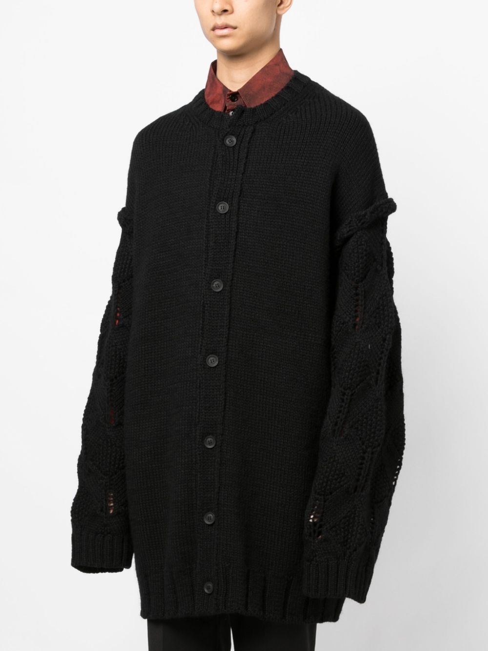 drop-shoulder wool cardigan - 3