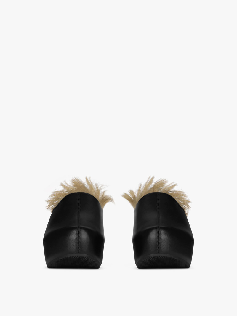G CLOGS IN LEATHER AND FAUX FUR 2