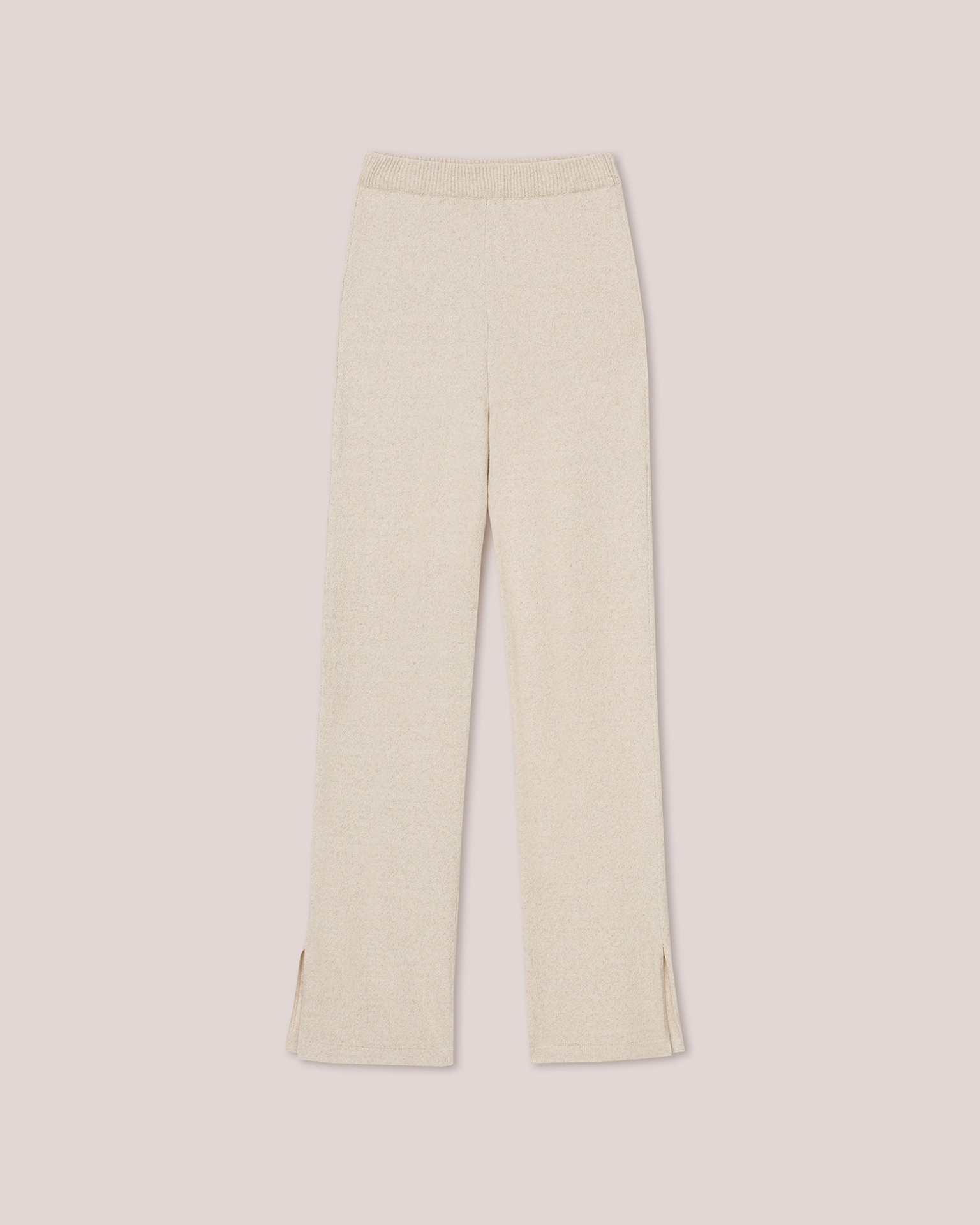CELIA - Knitted straight leg trouser - Creme melange - 1