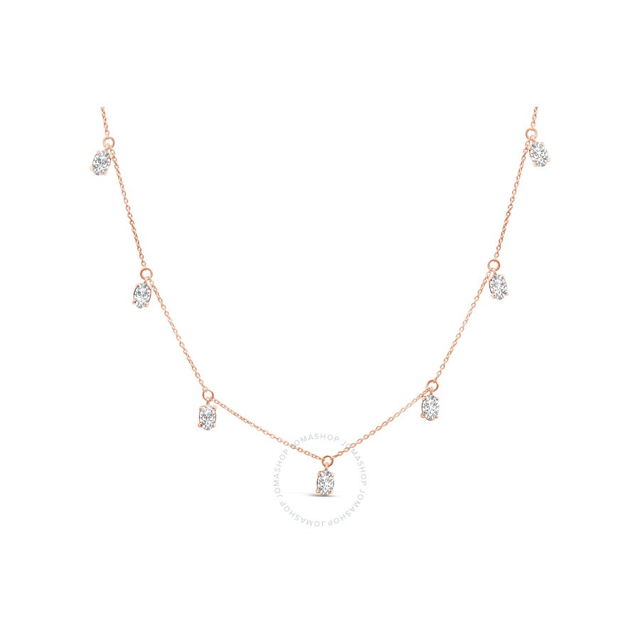 Haus Of Brilliance - Haus of Brilliance 14K Rose Gold 1 3/8 Cttw Oval Lab Grown Diamond Dangle Station Necklace - 17" Inc - 1