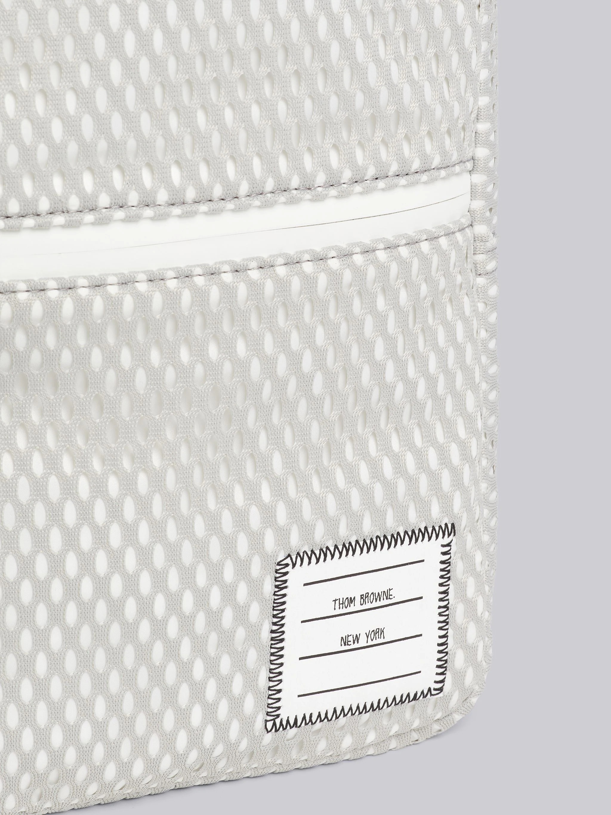 Medium Grey Heavy Athletic Mesh Striped Strap Crossbody Bag - 2