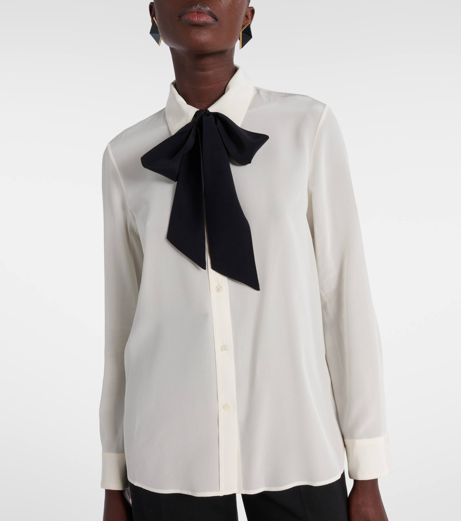 Hanford scarf-detail silk shirt - 7