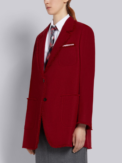 Thom Browne Red Shetland Wool Frayed Narrow Shoulder Sack Jacket outlook