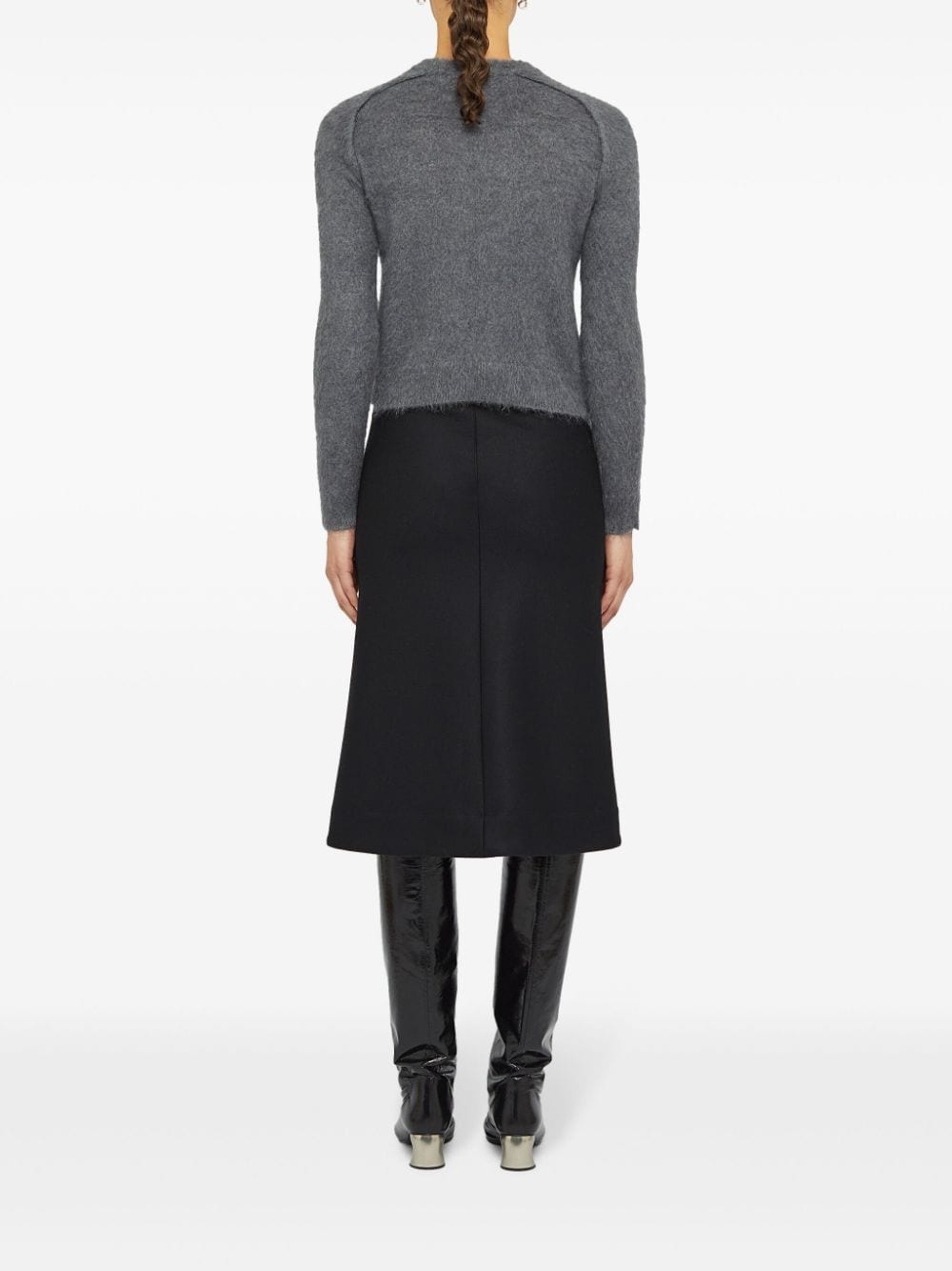 brushed-finish crew-neck jumper - 3