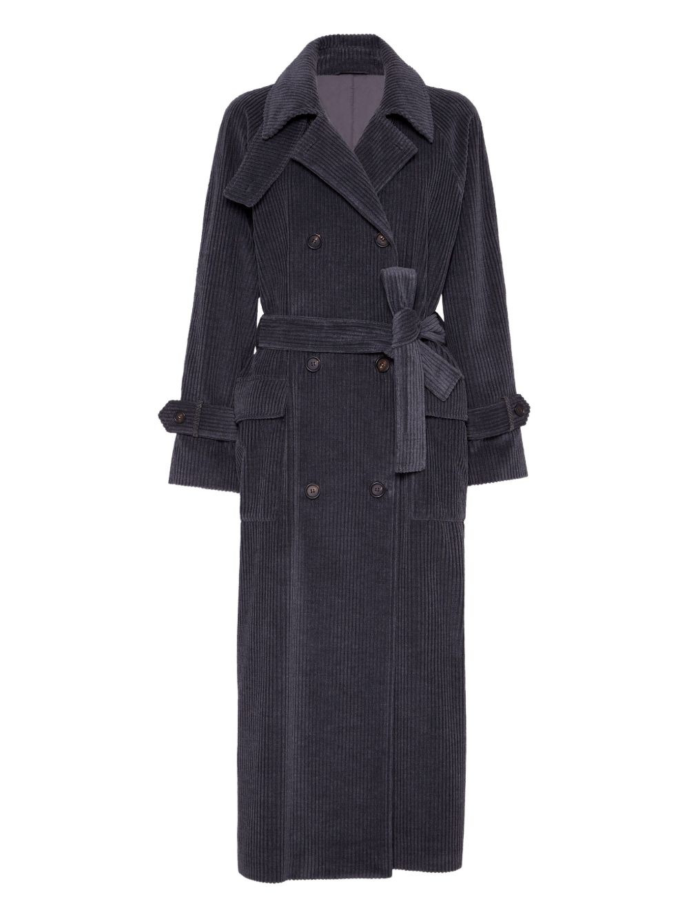 corduroy belted trench coat - 1