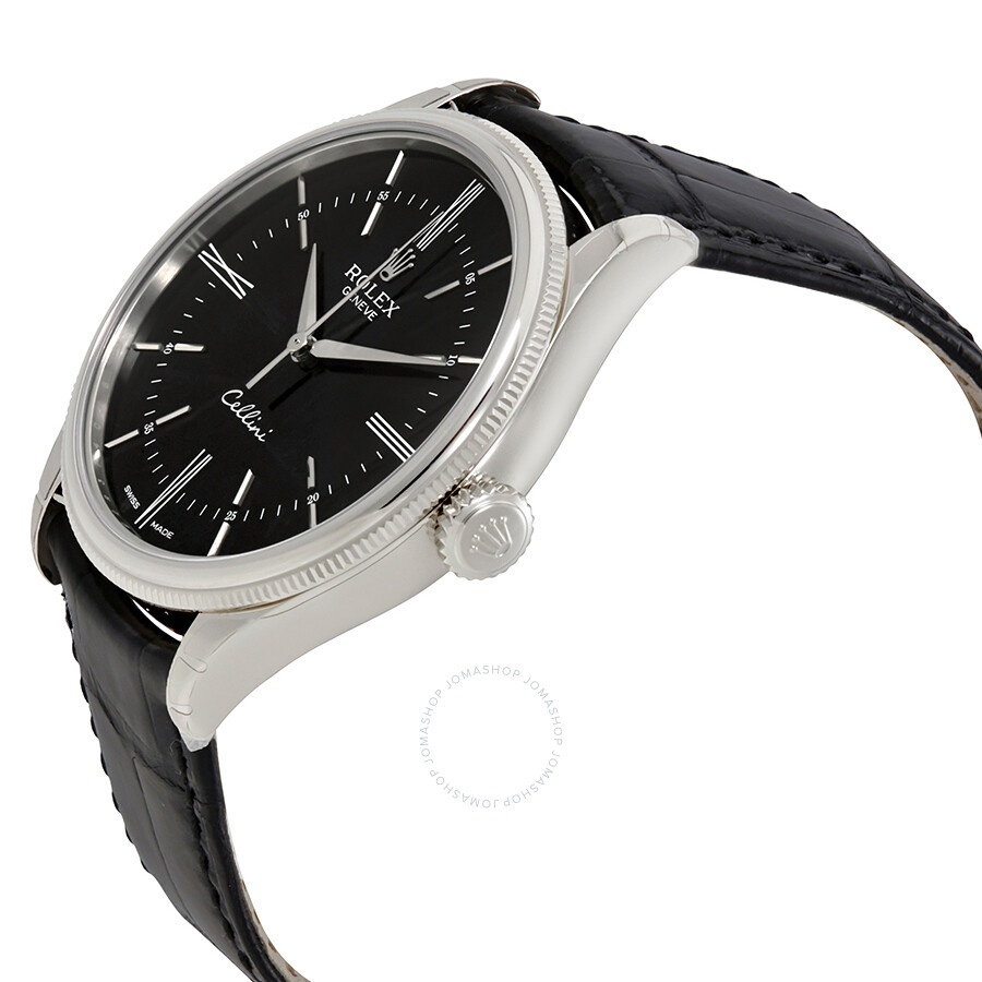 Rolex Cellini Time Black Dial Automatic Men's 18 Carat White Gold Watch 50509BKSL - 2