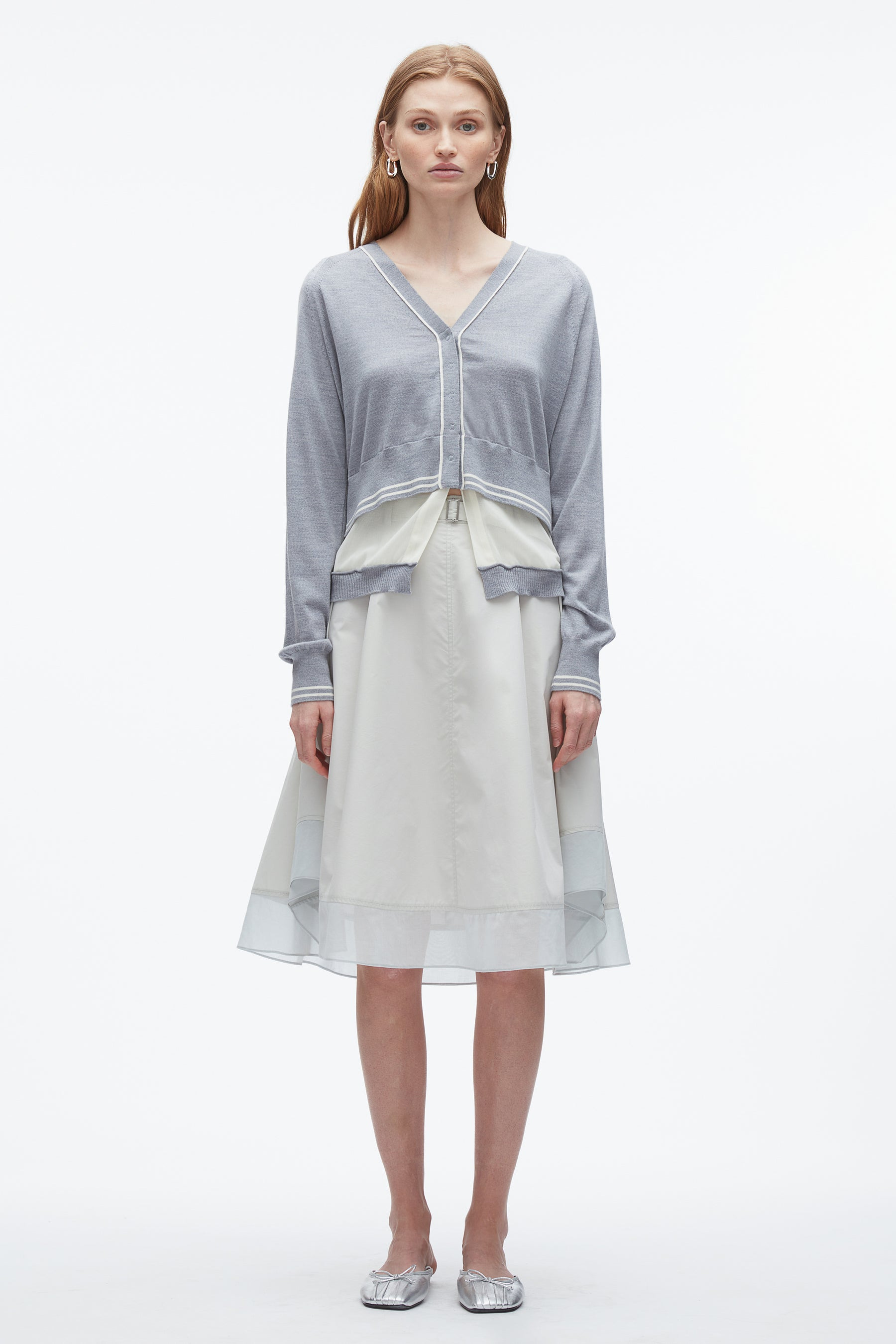 Chiffon Hem Boxy Cardigan - 2
