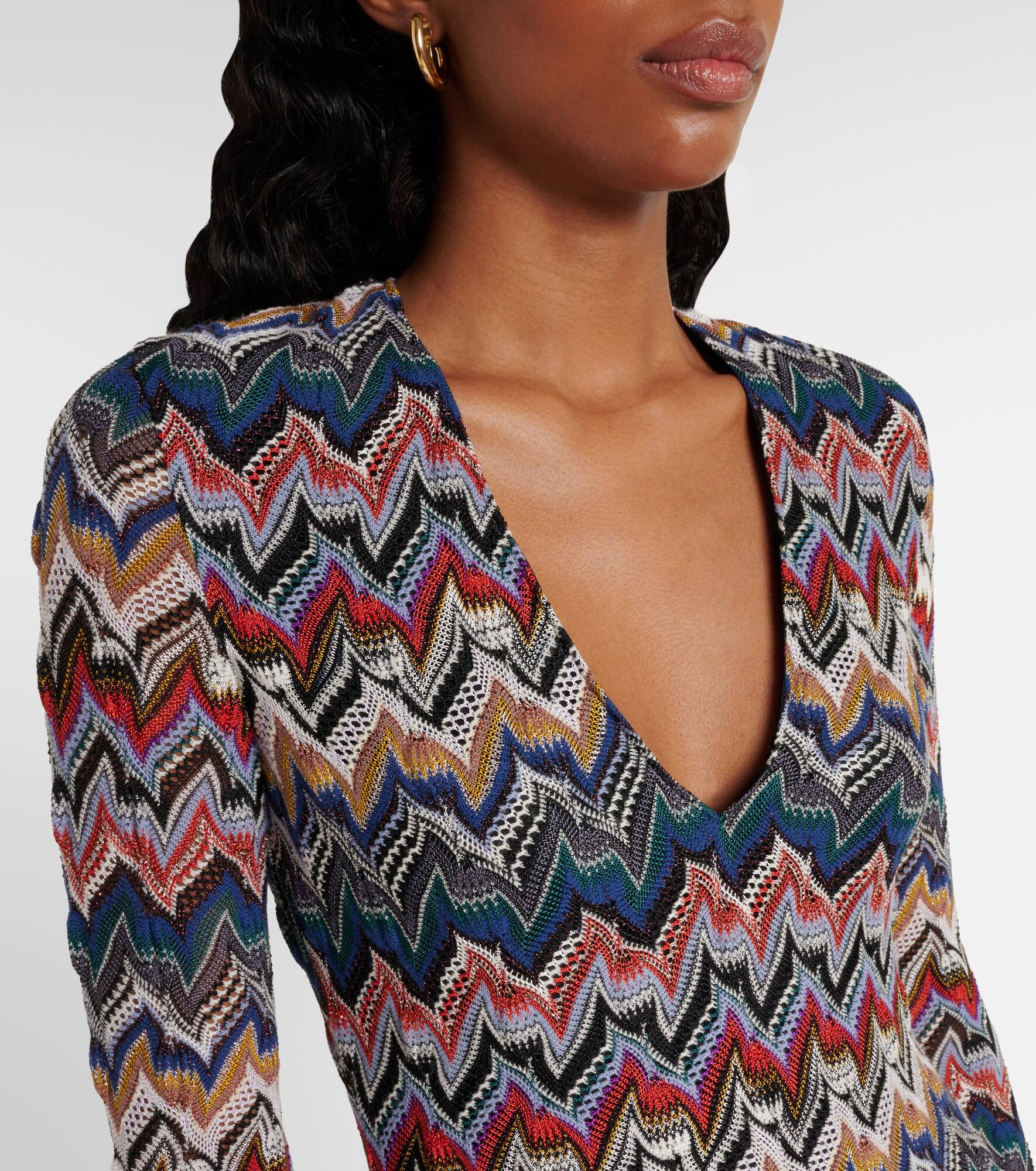 Zigzag lamé midi dress - 4