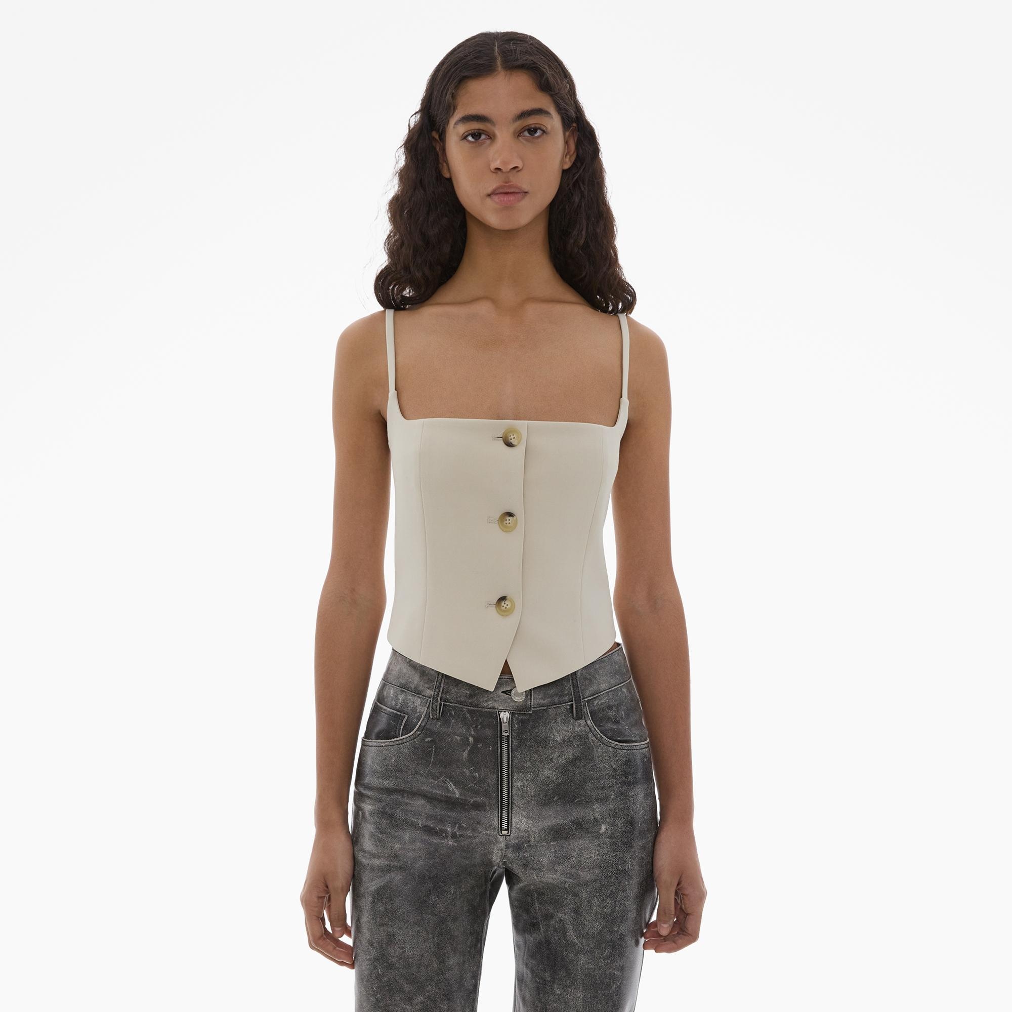 CROPPED STRETCH WOOL BLAZER TOP - 3