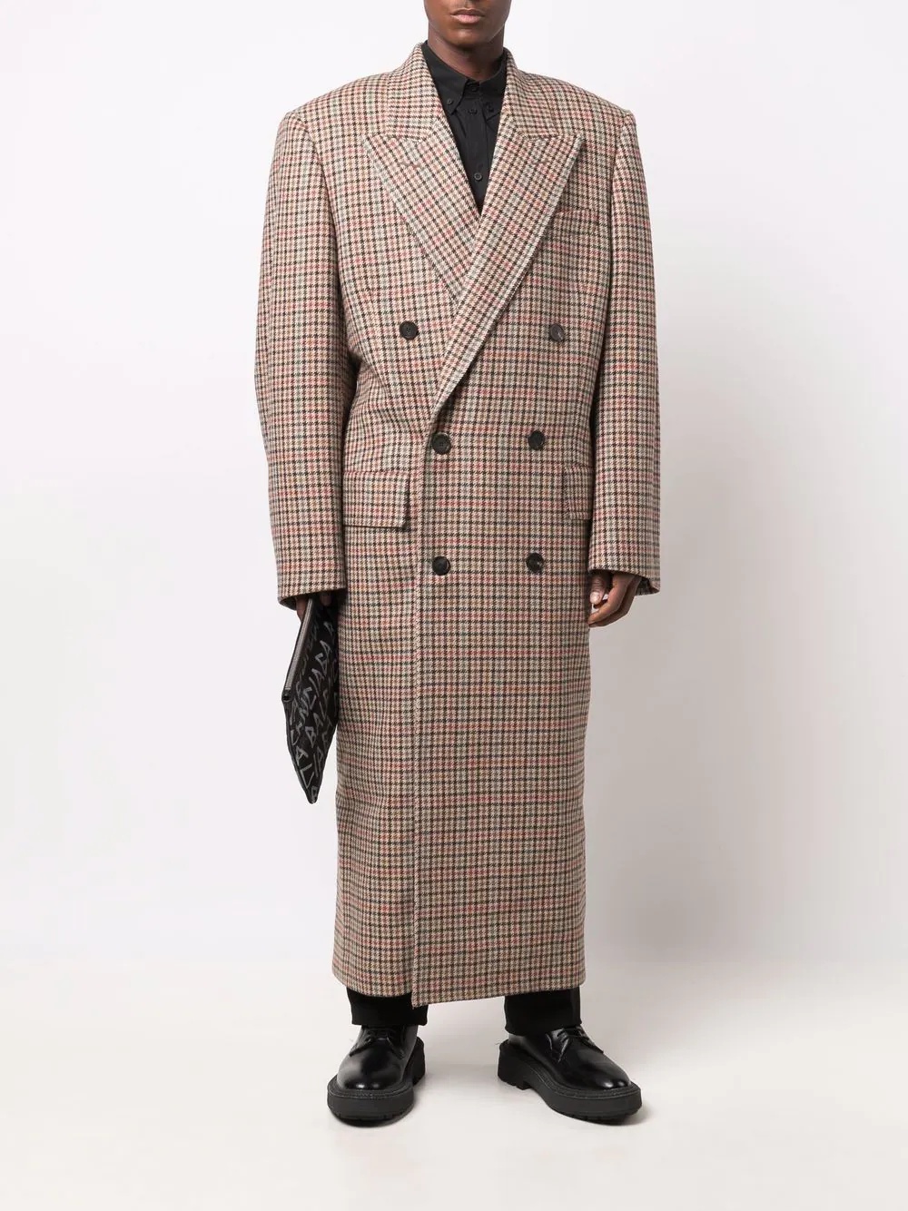 Boxy double-breasted houndstooth coat - 2