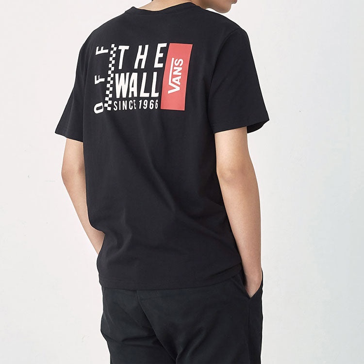 Men's Vans Logo Alphabet Printing Round Neck Short Sleeve Black VN0A4P4CBLK - 4