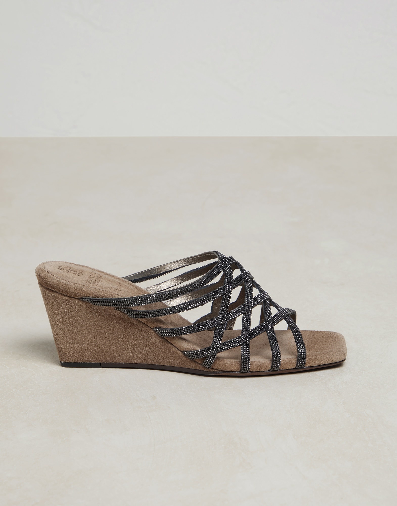 Precious Net wedge mules in suede - 1