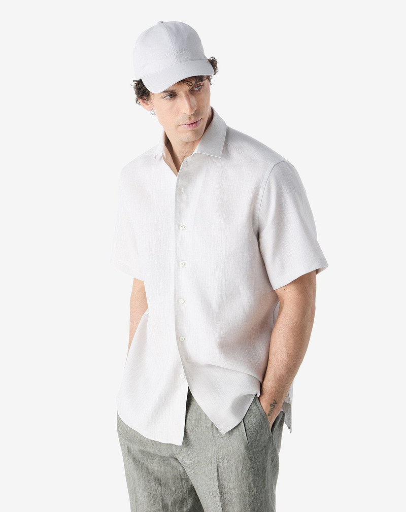 CORNELIANI Grey chambray linen shirt outlook