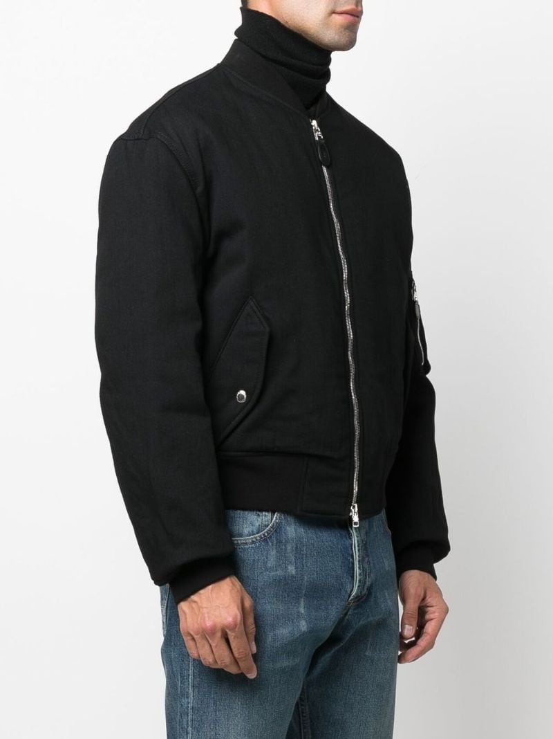 embroidered-logo zip-up bomber jacket - 4