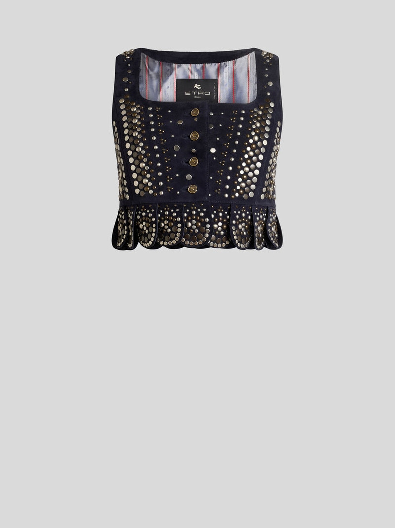 CROPPED LEATHER WAISTCOAT WITH STUDS 1
