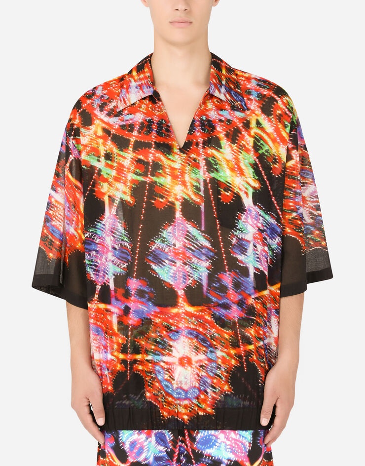 Illumination-print cotton Hawaiian shirt - 1