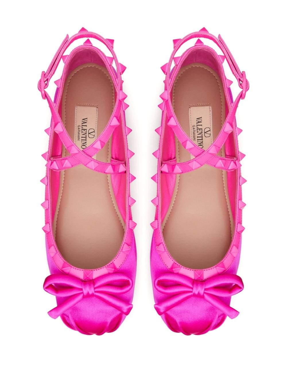 Rockstud-strap satin ballerinas - 4