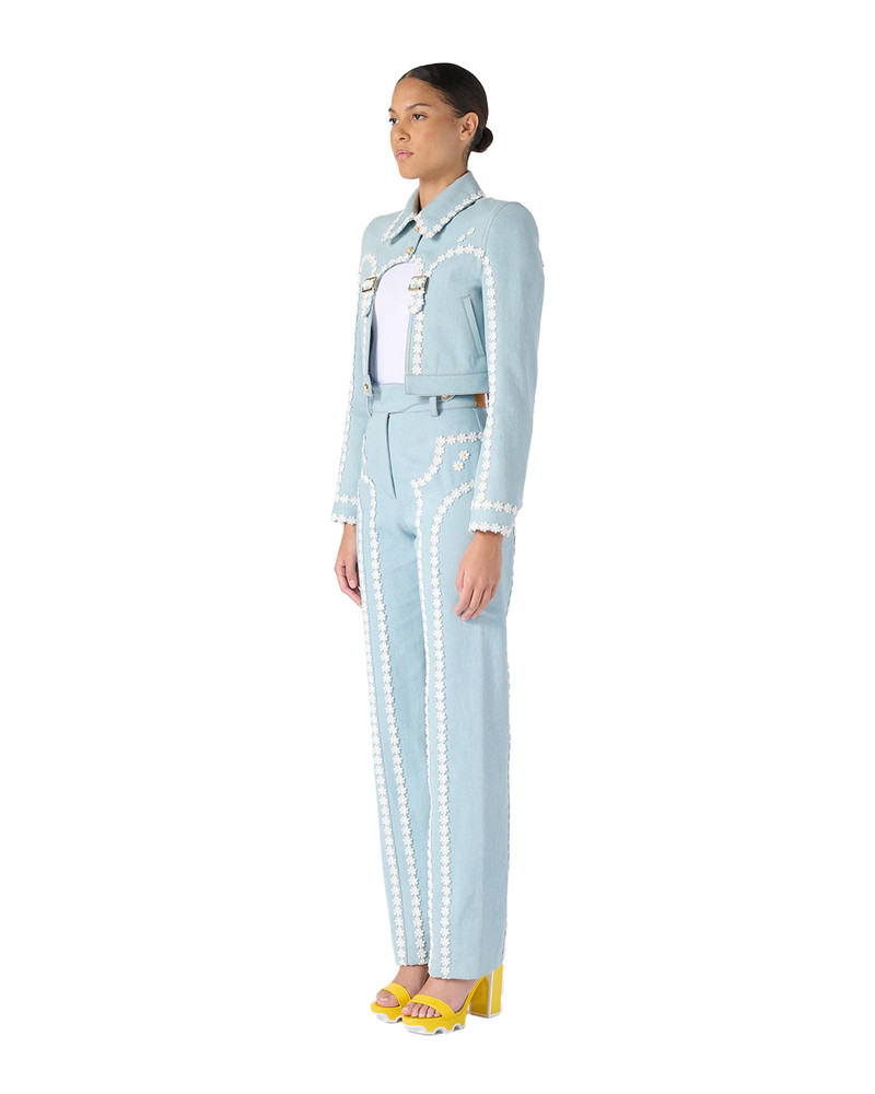 CASABLANCA Denim Trouser With Daisy Lace Trim | Casablanca Paris outlook