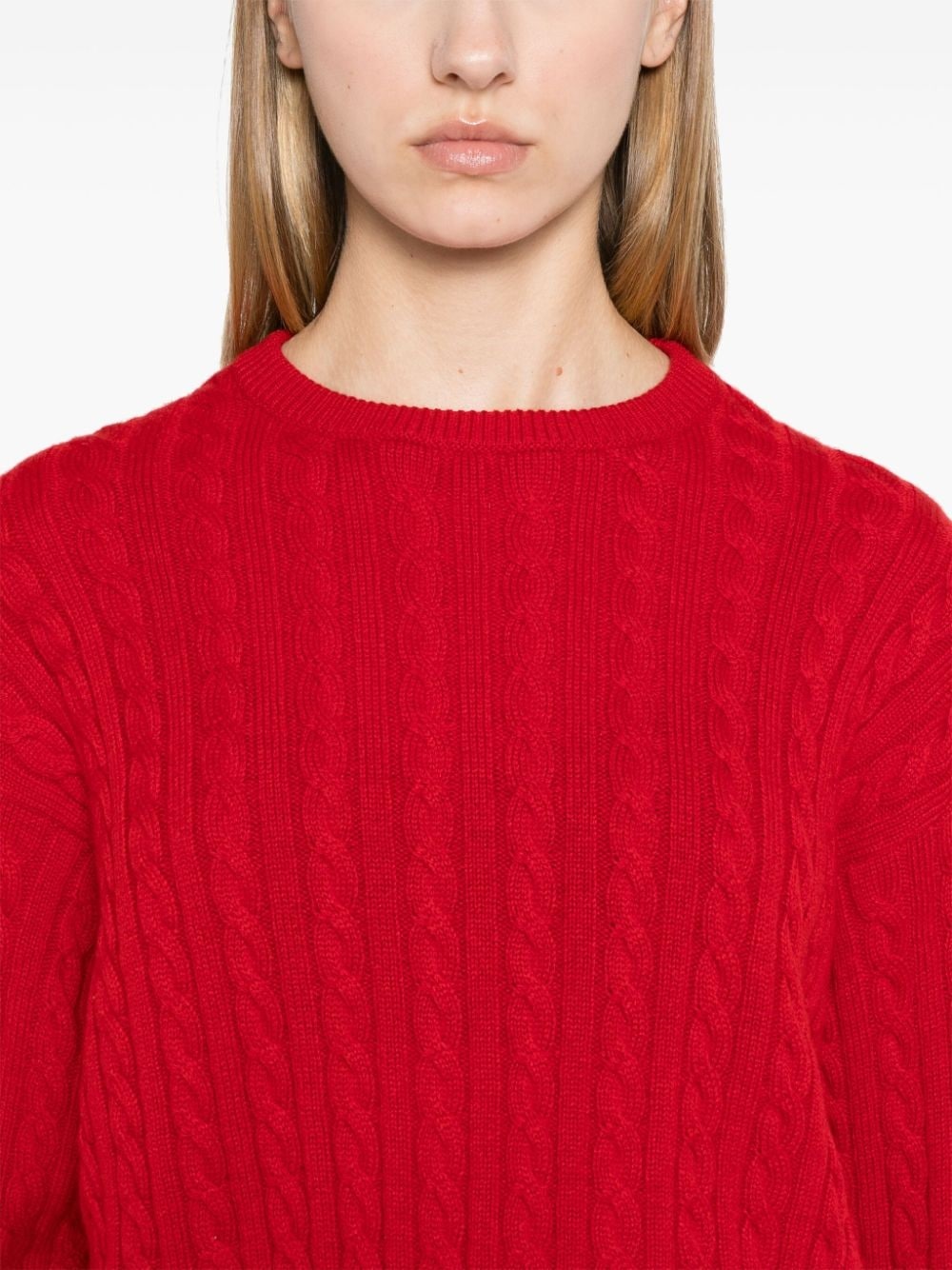 crew-neck cable-knit jumper - 5