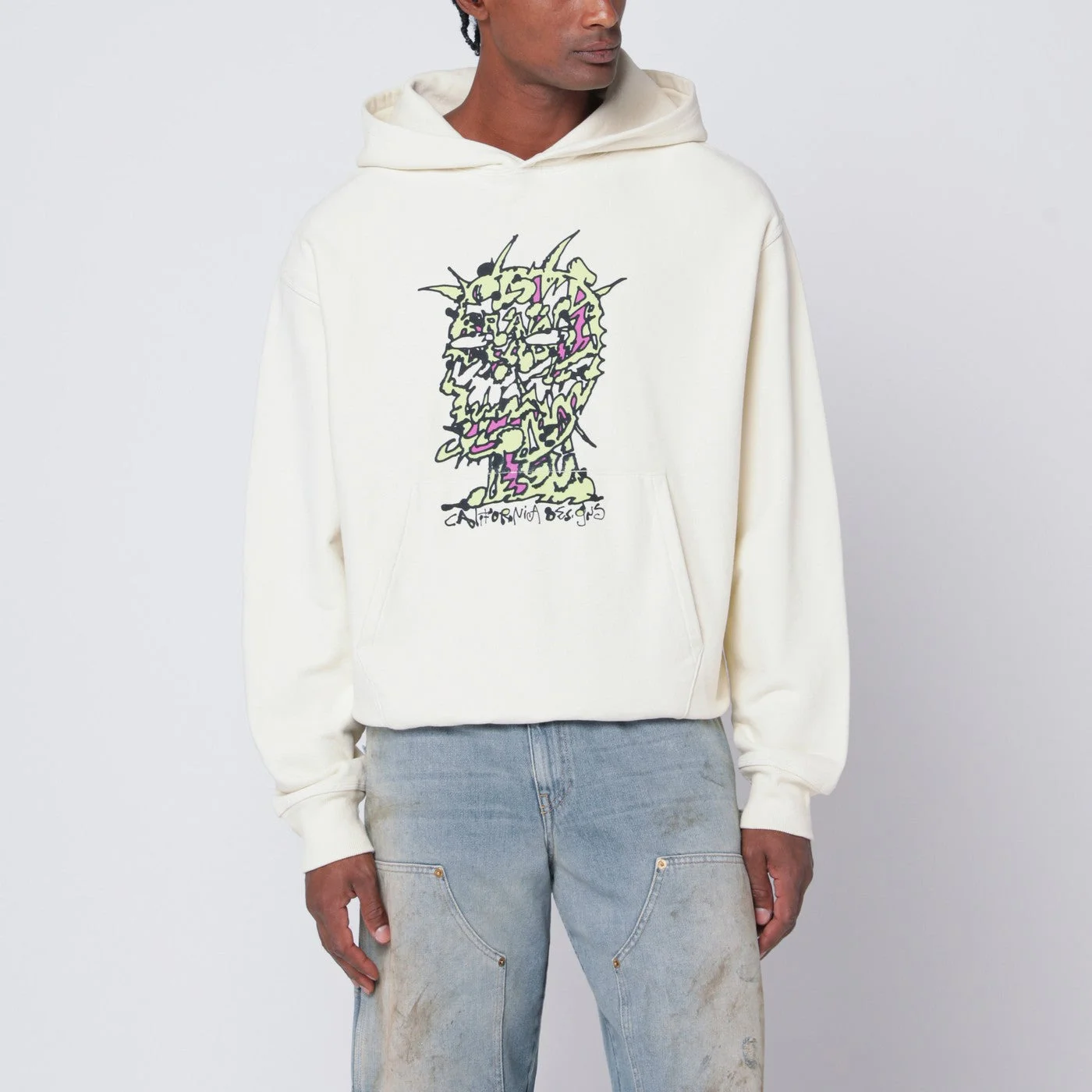 Brain Dead Light Beige Scrambled Head Sweatshirt Men - 1