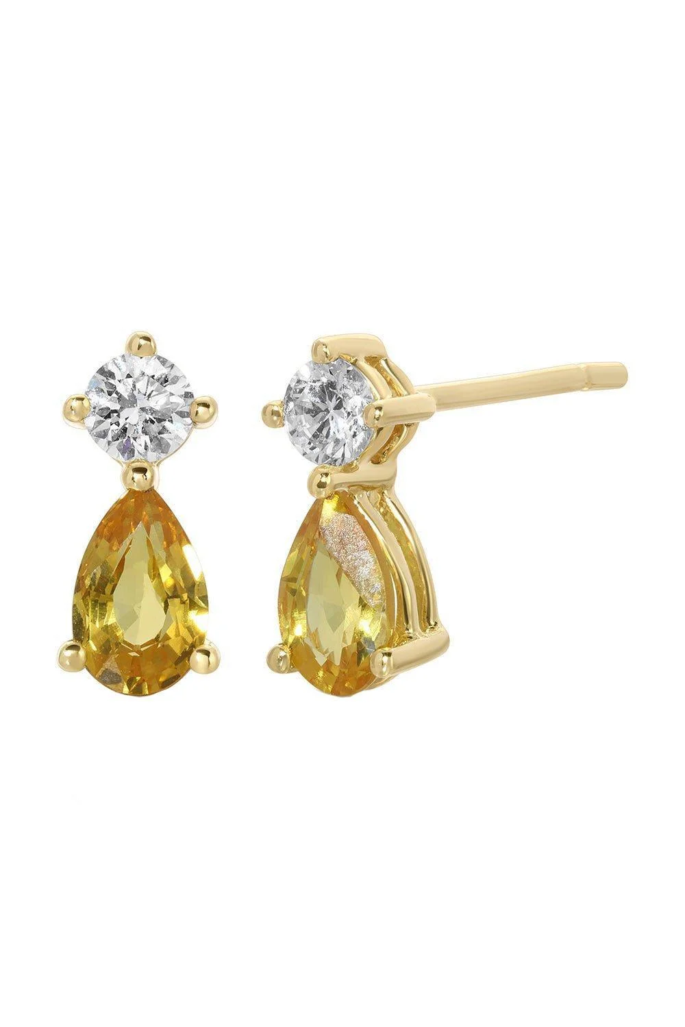 Yellow Sappire Violet Stud Earrings - 1