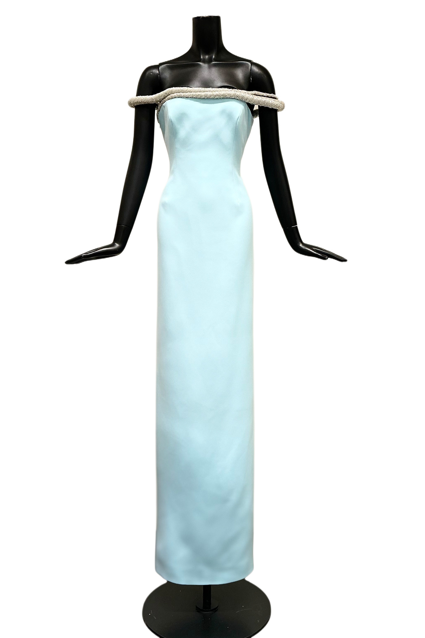 OFF-SHOULDER CREPE CRYSTALLIZED MAXI DRESS - 2