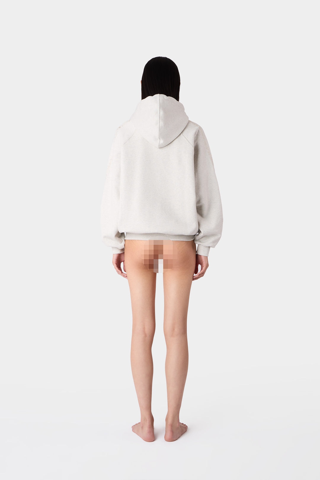EMBROIDERED EIWS HOODIE / light grey melange - 7
