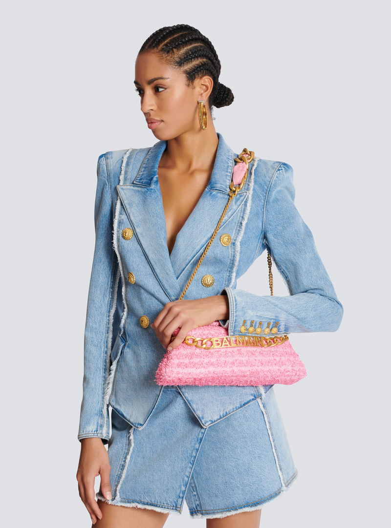 1945 Soft clutch bag in tweed-effect raffia 8