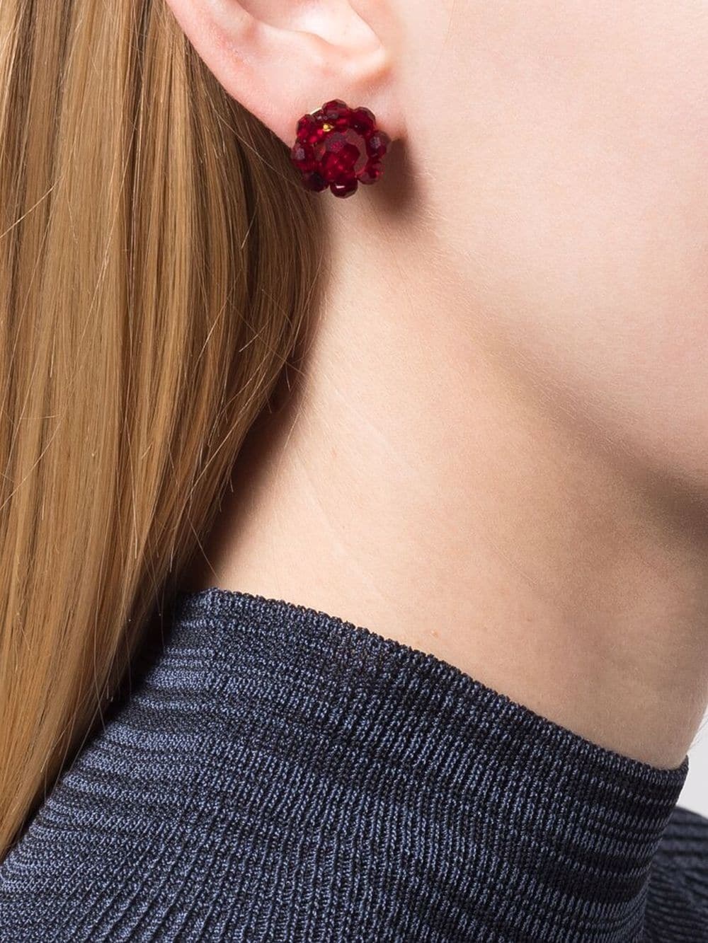 beaded flower stud earrings - 2