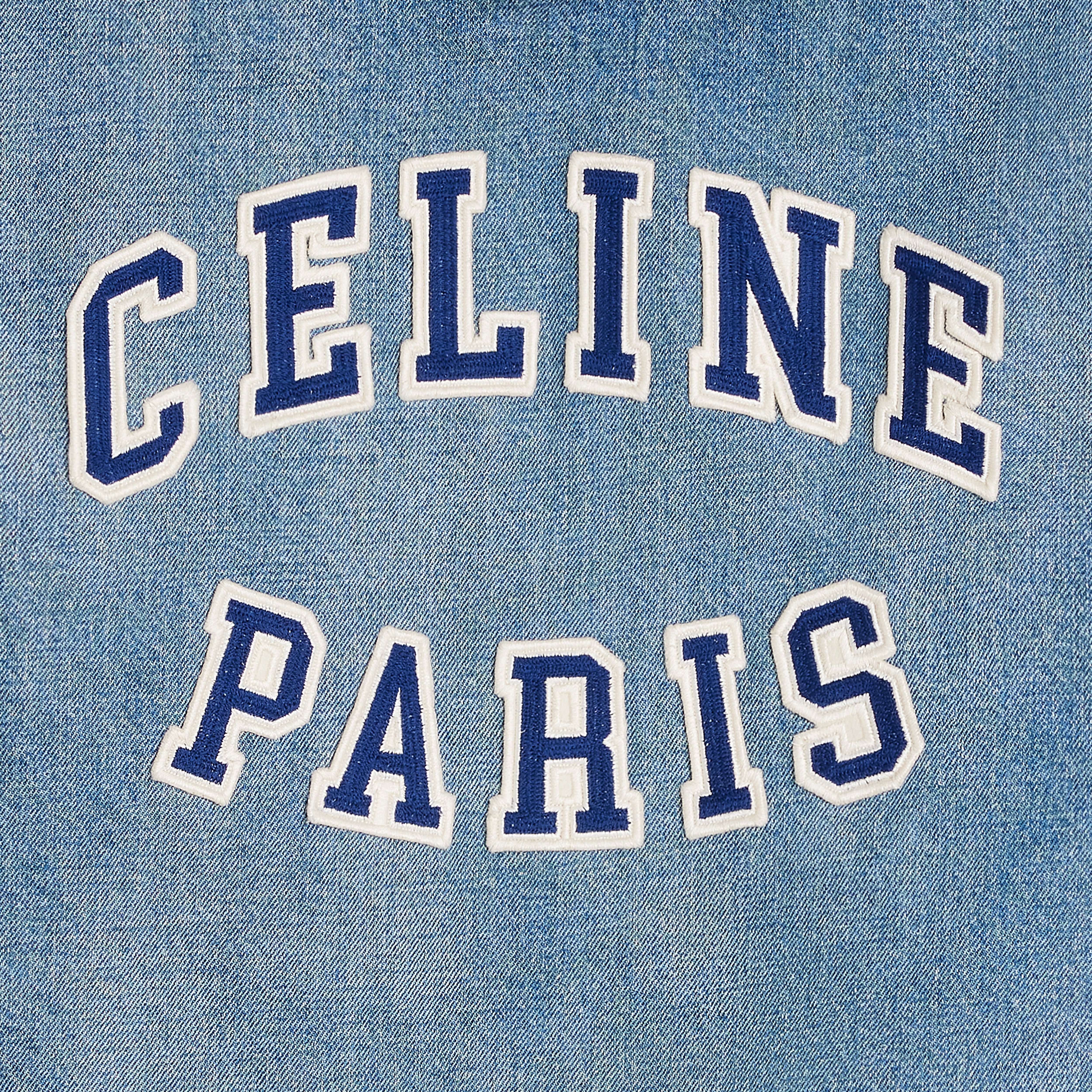 CELINE hooded varsity jacket in pismo wash denim | REVERSIBLE