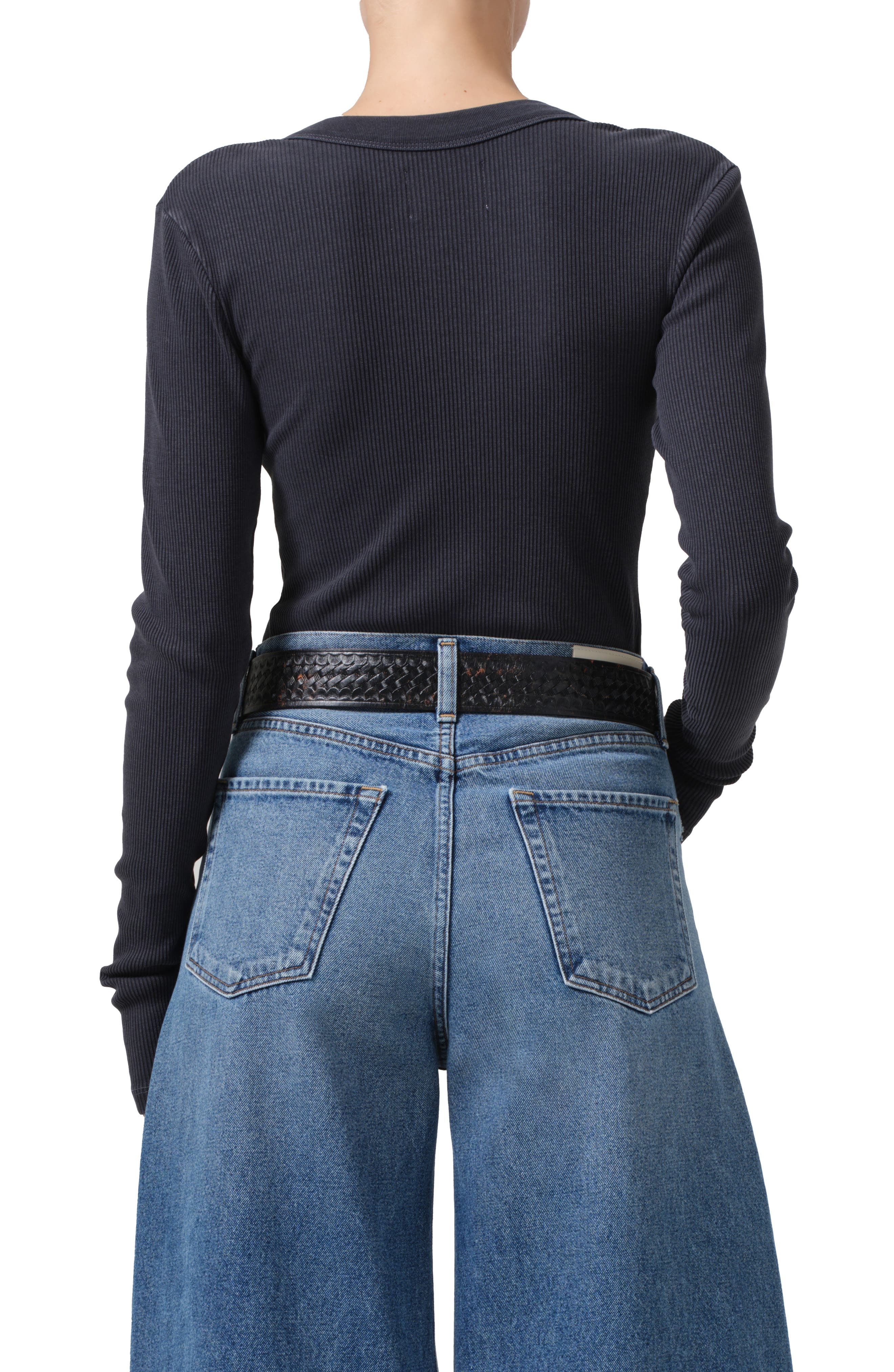 Citizens of Humanity Varra Long Sleeve Henley in Charcoal Mineral at Nordstrom - 2