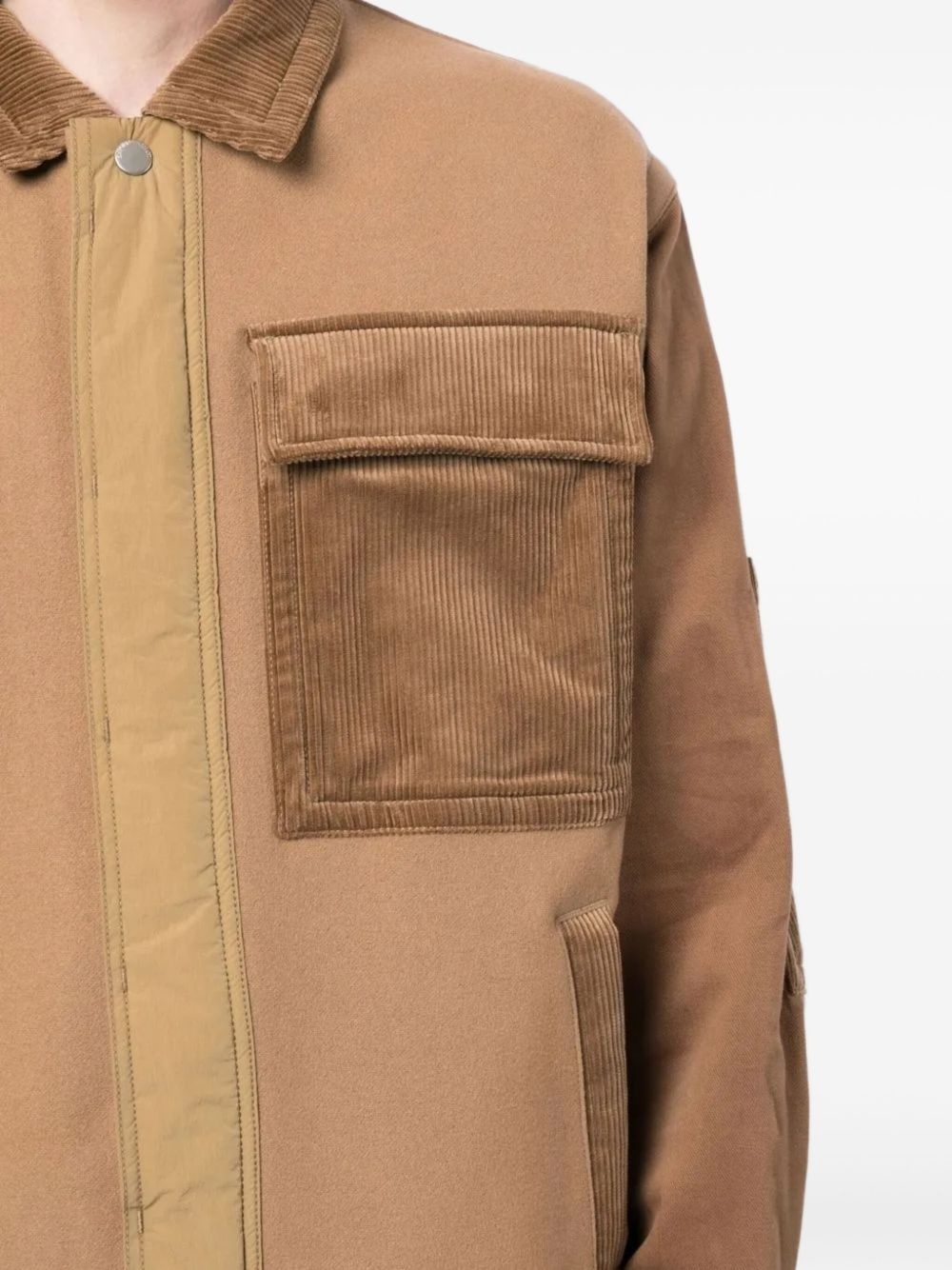 corduroy-panelled cotton jacket - 4