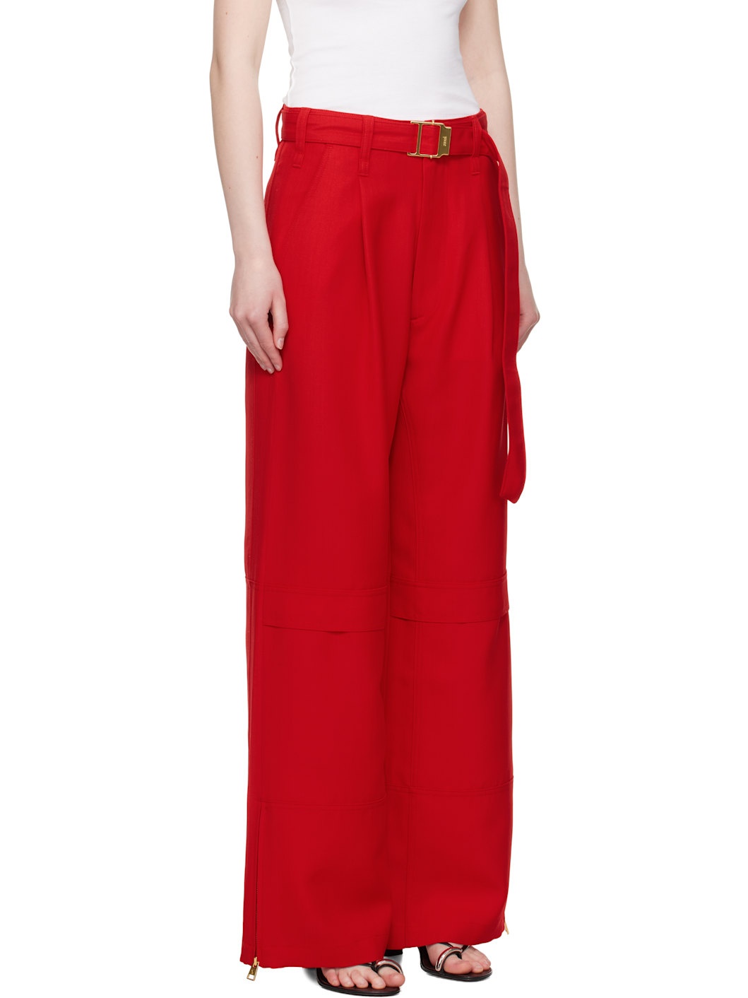 Red Wool Cargo Pants - 2