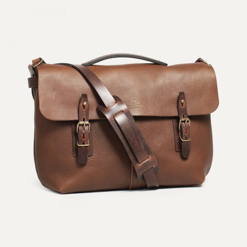 Bleu de Chauffe LUCIEN SATCHEL BAG  -  AMBER BROWN outlook