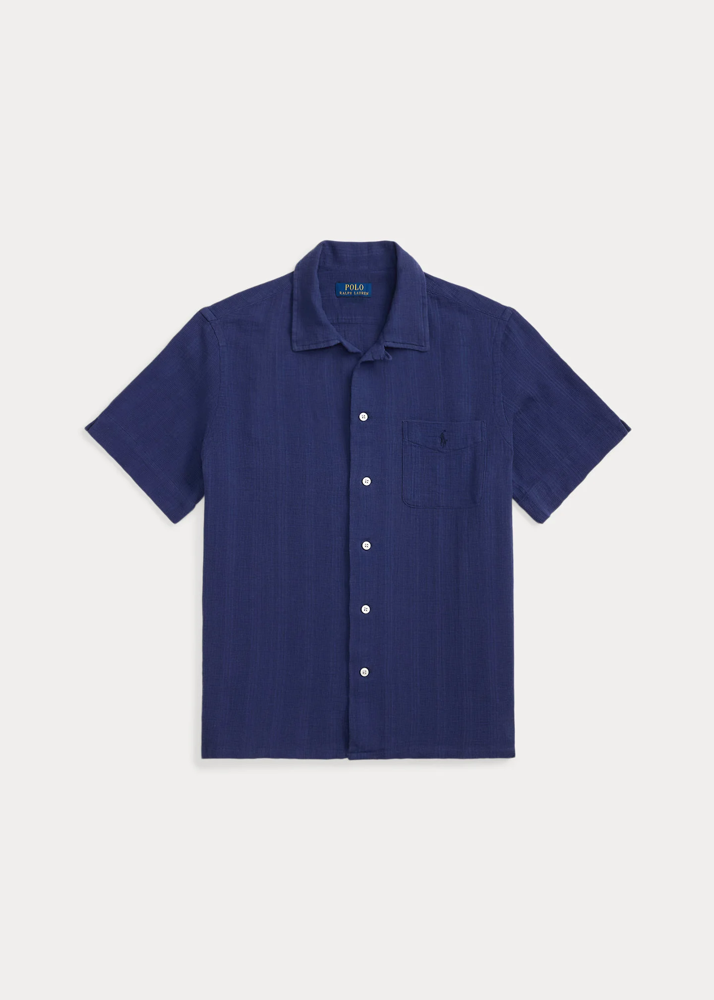 Classic Fit Basket-Weave Camp Shirt - 1