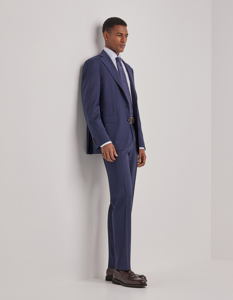 LIGHT BLUE DENIM-EFFECT WOOL REGULAR-FIT SUIT 62