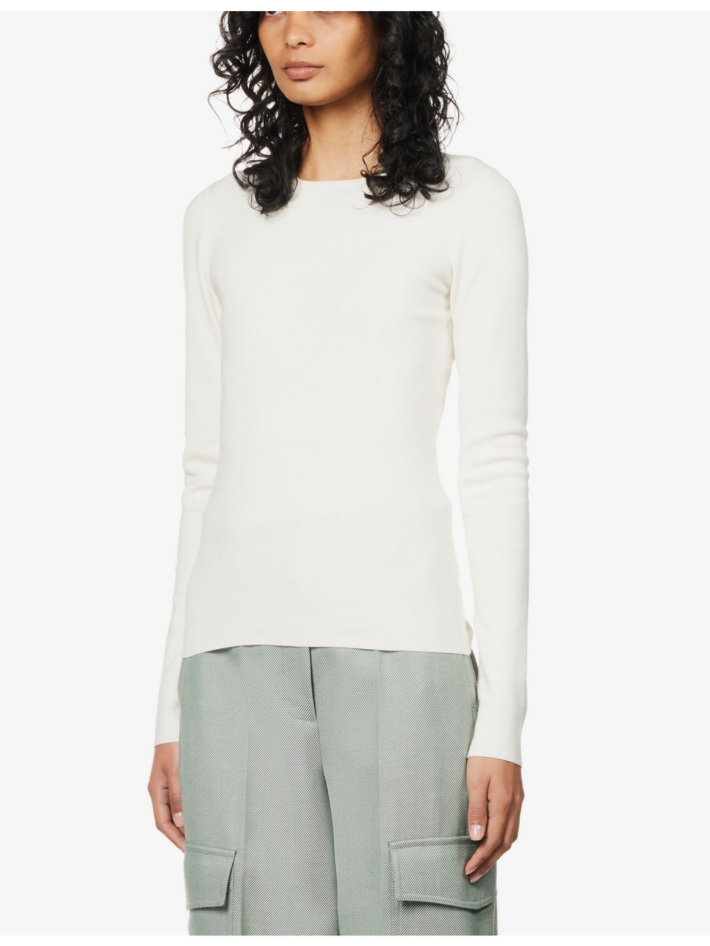 Round-neck stretch-silk jumper - 3