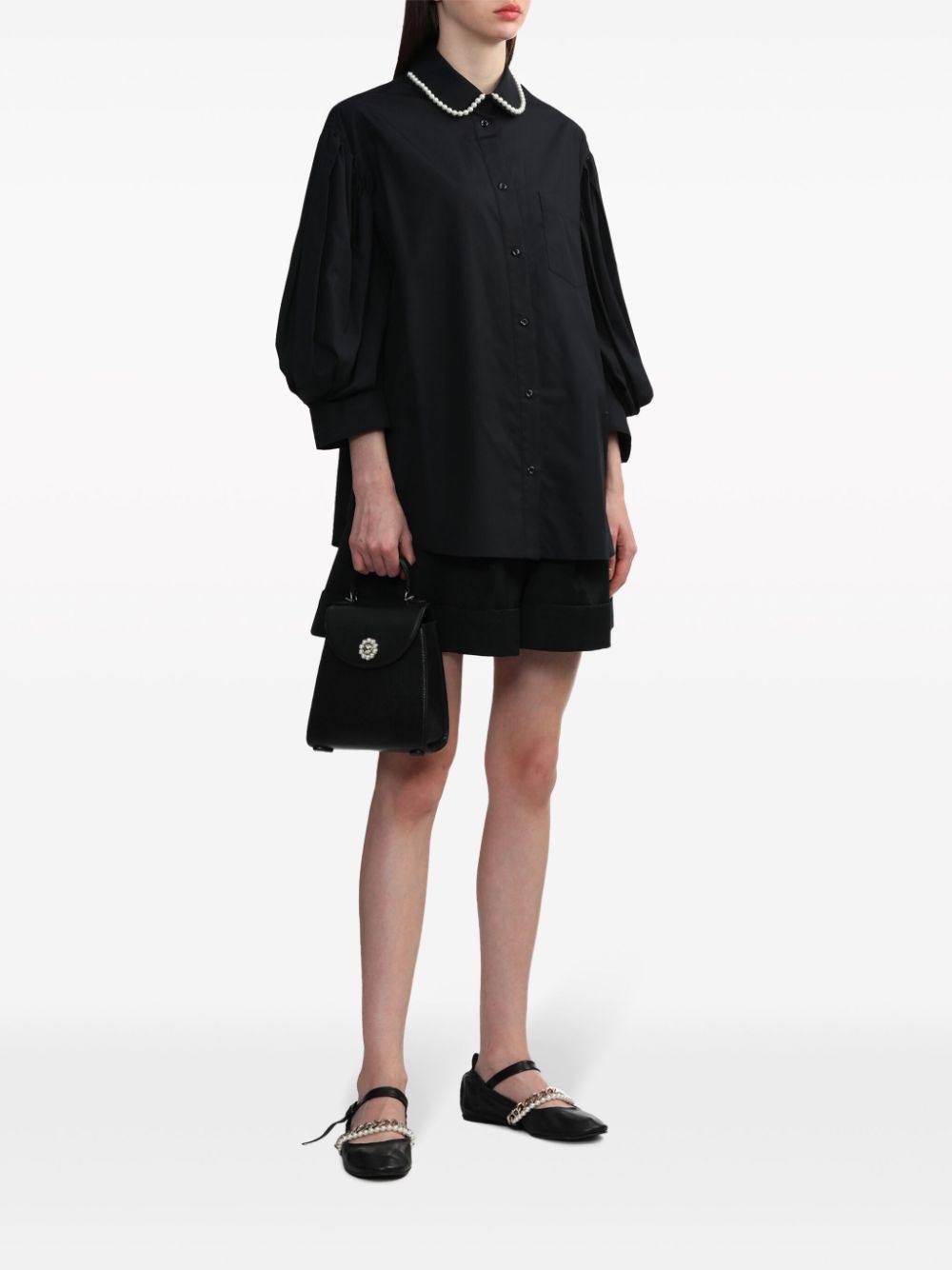 pearl-embellished leather tote bag - 2
