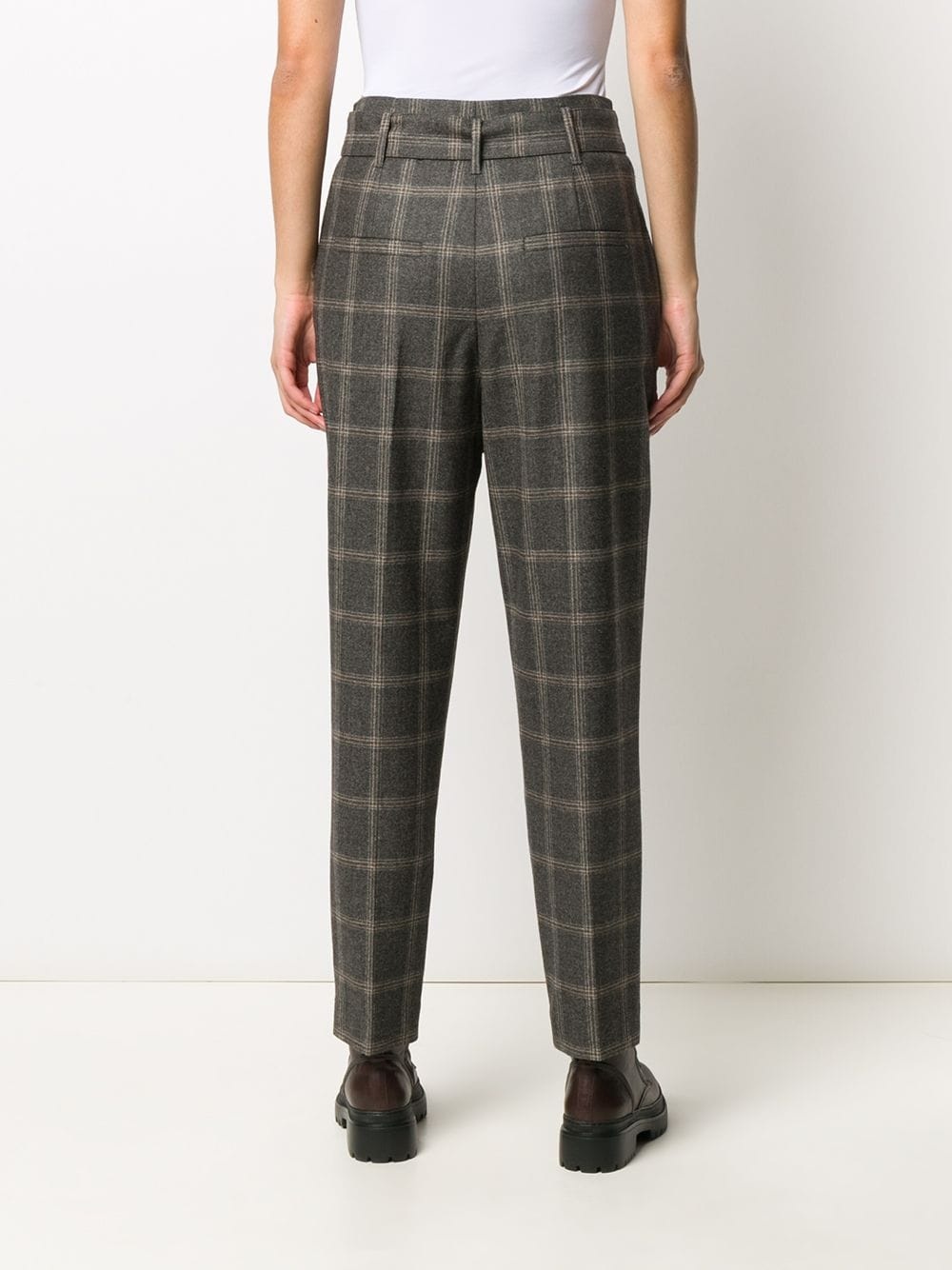 checked straight-leg trousers - 4